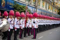 Thai guardsman band marching on the King of Thai monk, patriarch's funeral day