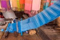 Thai hilltribe loom wood machine for weaving cloth Royalty Free Stock Photo