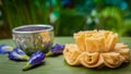 Thai homemade crispy Lotus blossom cookie delicious snack.