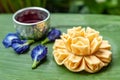 Thai homemade crispy Lotus blossom cookie delicious snack.