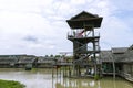 Thai houses on the waterfront in Chon Buri Province