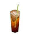 Thai Iced Tea in tall glass with straw. mix of thailand tea sugar and condensed milk, creamer and ice cubes Royalty Free Stock Photo