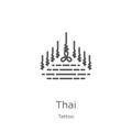 thai icon vector from tattoo collection. Thin line thai outline icon vector illustration. Outline, thin line thai icon for website