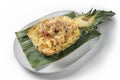 Thai jasmine rice with shrimp in pineapple peel