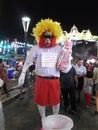 Thai Joker in the street, Buddha festival, Samutprakarn ,Thailand.