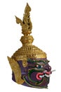 Thai Khon head mask in Puple Giant Face, called Maiyarap, The giant king of the underworld. Royalty Free Stock Photo