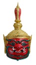 Thai khon red Giant mask Called Thao wastsuwan, Giant head adloussopy of Headed giant Ravana, Udorn Guardian, Guardians of Buddhi
