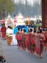 THAI ladies in beautiful local traditional clothes in a festival ceremony parade Royalty Free Stock Photo