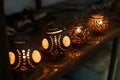 Thai lamp or candlestick made from coconut shell Royalty Free Stock Photo