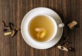 Thai Lemongrass And Ginger Tea Herbal green tea with raw Lemongrass And Ginger. Healthy drinking water, selective focus top on Royalty Free Stock Photo