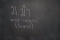 Thai letter written on black chalkboard Royalty Free Stock Photo