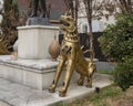 Thai lion statue at the Buddhist Temple of Dallas, Texas.