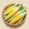 Thai local breed organic corns in basket, agriculture product concept