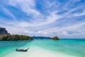 Thai long tail boat on beautiful islands and tombolo