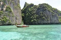 Thai long tale boat in the ocean with tourists