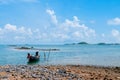 Thai Longtail Fishing Boat at Koh Tean near Samui island in summer day with blue sky