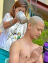 Thai male in Buddhism ordination ritual