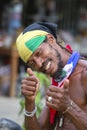 Thai man participate in the Full Moon party on island Koh Phangan, Thailand. Royalty Free Stock Photo