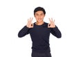 A Thai man is showing an OK sign by his two hands Royalty Free Stock Photo