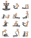 Thai massage icon set. Vector illustrations set