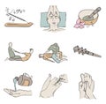 Thai massage isolated color icon set