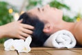 Thai massage therapy at spa salon. Health care concept