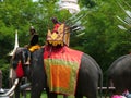 Thai Men Riding Decorated Elephant