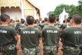 Thai military around a temple.