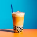 Trendy thai milk tea with bubble brown sugar Royalty Free Stock Photo