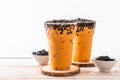 Thai Milk Tea with Bubbles Royalty Free Stock Photo