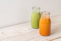 Thai milk tea and matcha green tea latte in bottle