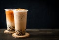 Thai milk tea and Taiwan milk tea with bubbles Royalty Free Stock Photo