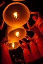 Thai monk floating lamp .