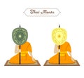 Thai monks holding Talipot fan, collections