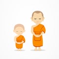 Thai monks and thai novice stand up vector, isolated on white