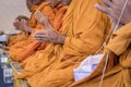 Thai monks perform religious rituals Royalty Free Stock Photo