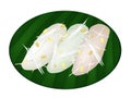 Thai Mung Bean Rice-Crepe on Banana Leaf Container
