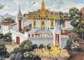 Thai Mural fresco of Ramakien epic at the Grand Palace in Bangkok, Thailand Royalty Free Stock Photo