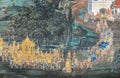 Thai Mural fresco of Ramakien epic at the Grand Palace in Bangkok, Thailand Royalty Free Stock Photo