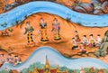 Thai mural painting of Thai Lanna life in the past