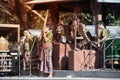 Thai music band playing Pong Lang traditional instrument during festival.