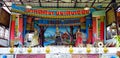 Thai musical folk drama stage with fake model in colorful ancient dress. In Thailand people call Likay and popular folk theatre.