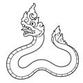 Thai Naga line art drawing