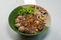 Thai Noodle beef is very delicious on table with vegetable Royalty Free Stock Photo