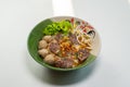 Thai Noodle beef is very delicious on table with vegetable Royalty Free Stock Photo