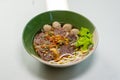 Thai Noodle beef is very delicious on table with vegetable Royalty Free Stock Photo