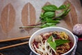 Thai noodle with pork is a street food that is commonly sold in Thailand. Also known as Royalty Free Stock Photo