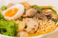 Thai noodle soup in a bowl taste spicy noodle soup