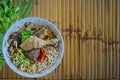 Thai noodles with chicken curry soup dish Royalty Free Stock Photo