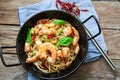 Thai noodles on pan Royalty Free Stock Photo